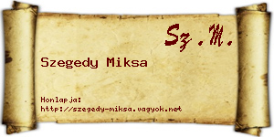 Szegedy Miksa névjegykártya